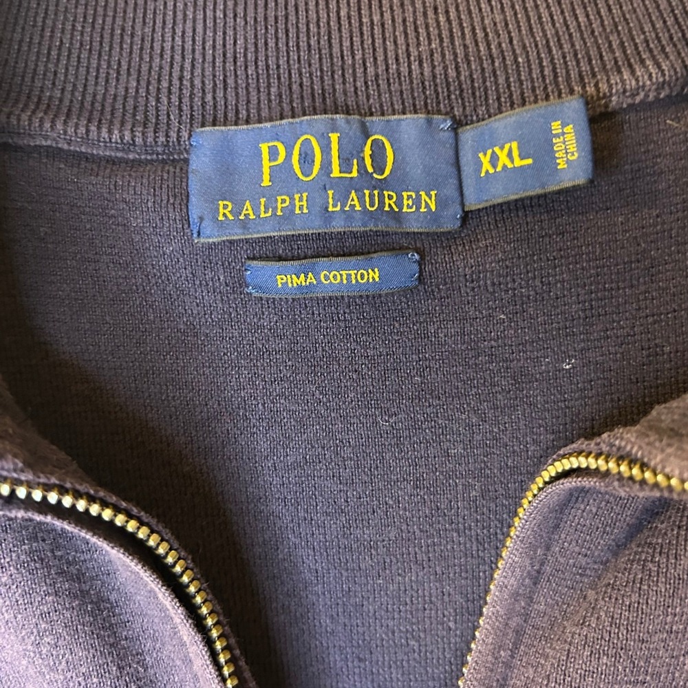 Polo Ralph Lauren Mens 2XL Pima Cotton Quarter Zip Sweater Vest Orange Pony - Picture 2 of 10